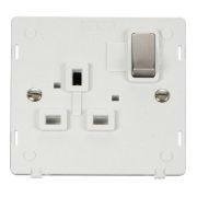 Click SIN535PWSS Stainless Steel Definity Ingot 1 Gang 13A 2 Pole Switched Socket Insert - White Insert