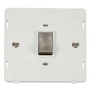 Click SIN722PWBS Brushed Steel Definity Ingot 20A 2 Pole Plate Switch Insert - White Insert
