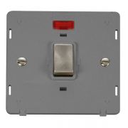 Click SIN723GYBS Brushed Steel Definity Ingot 20A 2 Pole Neon Plate Switch Insert - Grey Insert