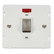Click SIN723PWBS Brushed Steel Definity Ingot 20A 2 Pole Neon Plate Switch Insert - White Insert
