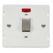 Click SIN723PWSS Stainless Steel Definity Ingot 20A 2 Pole Neon Plate Switch Insert - White Insert