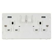 Click SIN780PW Definity 2 Gang 13A 2x USB-A 4.2A Switched Socket - Polar White Insert