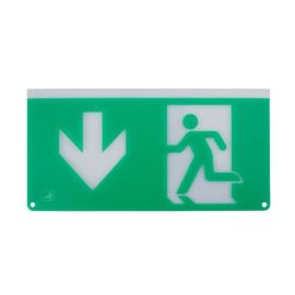 Ansell AE3LED/L/AD Eagle 3-In-1 Green Exit Sign Double Sided Down Arrow Legend image