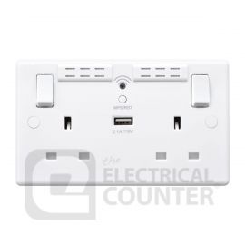 BG Electrical 822UWR Moulded White Round Edge 2 Gang 13A 1x USB-A 2.1A Wi-Fi Range Extender 1 Pole Switched Socket image