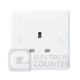 BG Electrical 823 Moulded White Round Edge 1 Gang 13A Unswitched Socket