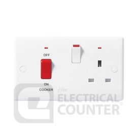 BG Electrical 870 Moulded White Round Edge 45A Switch 13A Switched Socket Neon Cooker Control Unit
