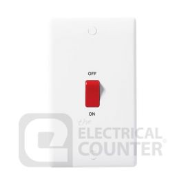 BG Electrical 873 Moulded White Round Edge 2 Gang 45A 2 Pole Cooker Switch