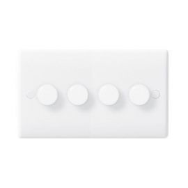 BG Electrical 884 Moulded White Round Edge 4 Gang 200W 2 Way Trailing Edge Dimmer Switch image