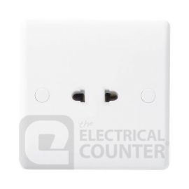 BG Electrical 897 Moulded White Round Edge 1 Gang 16A Unswitched Shuttered Euro Socket image