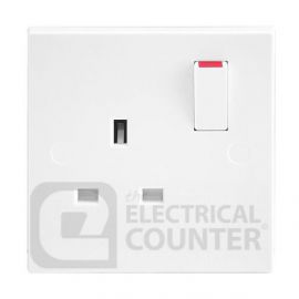 BG Electrical 921 Moulded White Square Edge 1 Gang 13A 1 Pole Switched Socket
