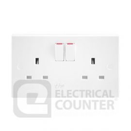 BG Electrical 922DP Moulded White Square Edge 2 Gang 13A 2 Pole Switched Socket