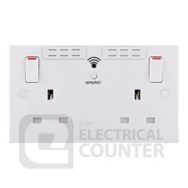 BG Electrical 922WR Moulded White Square Edge 2 Gang 13A Wi-Fi Range Extender 1 Pole Switched Socket image