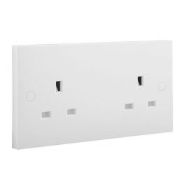 BG Electrical 924 Moulded White Square Edge 2 Gang 13A Unswitched Socket