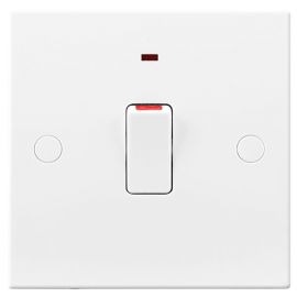 BG Electrical 931 Moulded White Square Edge 1 Gang 20A 2 Pole Neon Switch