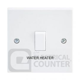 BG Electrical 932 Moulded White Square Edge 1 Gang 20A 2 Pole 'Water Heater' Flex Outlet Switch image