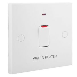 BG Electrical 933 Moulded White Square Edge 1 Gang 20A 2 Pole 'Water Heater' Flex Outlet Neon Switch image