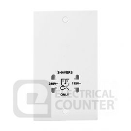 BG Electrical 940 Moulded White Square Edge 115-230V Dual Voltage Shaver Socket image