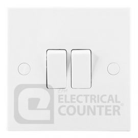 BG Electrical 942 Moulded White Square Edge 2 Gang 20A 16AX 2 Way Plate Switch