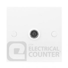 BG Electrical 962 Moulded White Square Edge 1 Gang Isolated Co-Axial TV Socket Outlet image