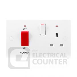 BG Electrical 970 Moulded White Square Edge 45A Switch 13A Switched Socket Neon Cooker Control Unit
