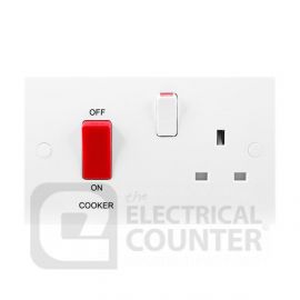 BG Electrical 971 Moulded White Square Edge 45A Switch 13A Switched Socket Cooker Control Unit