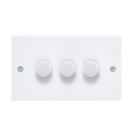 BG Electrical 983 Moulded White Square Edge 3 Gang 200W 2 Way Trailing Edge Dimmer Switch image