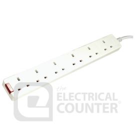 Masterplug BSN2 6 Gang 13A White Extension Lead with Neon 2 Metres image