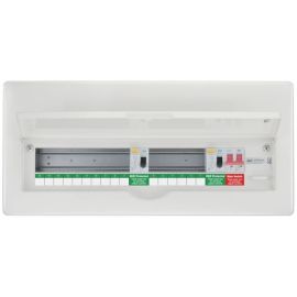 BG Fortress CFFD1000016A 16 Way 2x100A 30mA Type-A RCD 100A Main Switch Unpopulated Recessed Consumer Unit