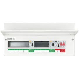BG Fortress CFUD6614ASPD 14 Way T2 SPD 2x63A 30mA RCD 1x32A B-Curve MCB 100A Main Switch Unpopulated Dual RCD Consumer Unit