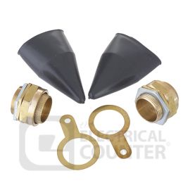 BW Range Indoor LSF 32mm Brass Armoured Cable Gland Kit (2 Pack, 3.73 each) image