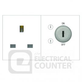BG EMKYSWSW White 13A 2 Pole 4 Module Euro Module Key Controlled Switched Socket