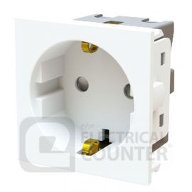 BG EMSCHSW White 1 Gang 16A 2 Module Euro Module Unswitched Schuko Socket image