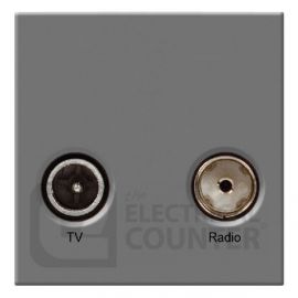 BG EMTVFMG Grey 2 Module 1x IEC TV 1x IEC Female Radio Euro Module Screened Outlet image