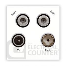 BG EMTVFMSAT2W White 2 Module 1x IEC TV 1x IEC Female Radio 2x Satellite Euro Module Screened Outlet image