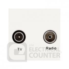 BG EMTVFMW White 2 Module 1x IEC TV 1x IEC Female Radio Euro Module Screened Outlet image