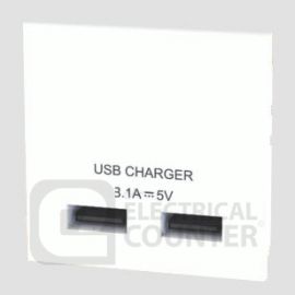 BG EMUSB3W White 2x 3.1A USB-A 2 Module Euro Module USB Charger