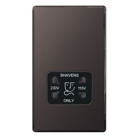 BG Electrical FBN20B Nexus Flatplate Screwless Black Nickel 115-230V Dual Voltage Shaver Socket image