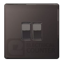 BG Electrical FBN42 Nexus Flatplate Screwless 5 Pack Black Nickel 2 Gang 20A 16AX 2 Way Light Switch (5 Pack, 6.71 each)