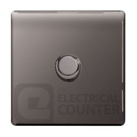 BG Electrical FBN81 Nexus Flatplate Screwless Black Nickel 1 Gang 200W 2 Way Trailing-Edge Push Dimmer Switch