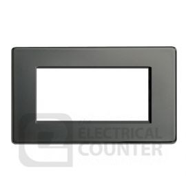 BG FBNEMR4 Screwless Flatplate Black Nickel 4 Module Rectangular Euro Module Front Plate image