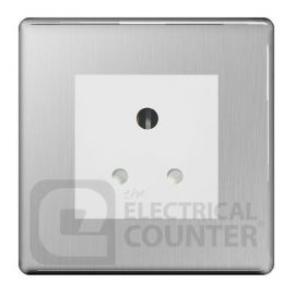 BG Electrical FBS29W Nexus Flatplate Screwless Brushed Steel 1 Gang 5A Unswitched Round Pin Socket image