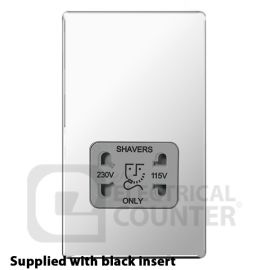 BG Electrical FPC20B Nexus Flatplate Screwless Polished Chrome 115-230V Dual Voltage Shaver Socket - Black Insert image