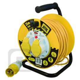 Masterplug Yellow 110V 16A 2 Gang Cable Reel with Indicator 25m image