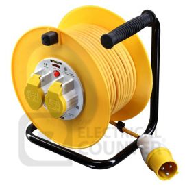 Masterplug Yellow 110V 16A 2 Gang Cable Reel with Indicator 50m image
