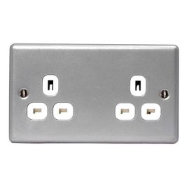 BG MC524 Metal Clad 2 Gang 13A Unswitched Socket image