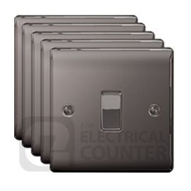 BG Electrical NBN12 5 Pack Nexus Metal Black Nickel 1 Gang 20A 16AX 2 Way Plate Switch (5 Pack, 3.76 each) image