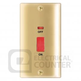 Nexus Metal Polished Brass 45A Double Pole Cooker Switch With Neon image