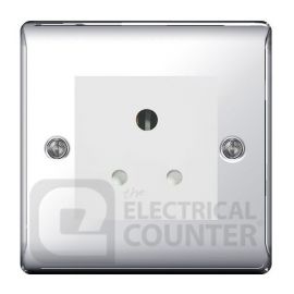Metal Polished Chrome 1 Gang 5 Amp Unswitched Round Pin Socket