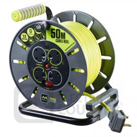 Pro XT 4 Gang Large Open Cable Reel with Switch and LED 50m image