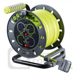 Pro XT 4 Gang Medium Open Cable Reel with Switch and LED 25m